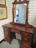 Vintage Mahogany Vanity Dresser with Attached Mirror