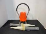 Vintage Starlite 222 Railroad Lantern and 2 Traffic Wands