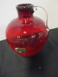 Vintage Pilgram Red Crackle Glass Jug