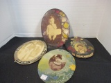 4 Vintage Memorial Photos on Tin Frames