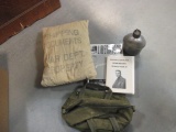 2 WWII Books, Canteen, Canvass Bag, and Pillow