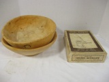 Two Hand Hewn Wood Bowls and Squirrel Nutcracker