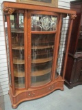 Beautiful Victorian Carved Curved Front Curio Cabinet