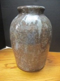 Vintage Red Clay Brown Glazed Jug with Black Stripe