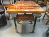 Epoxy Live Edge Lava Flow Wood Top on Industrial Table