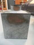 Distressed Galvanized Lidded Container with Ring Handles