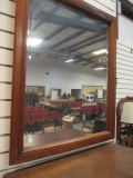 Old Cherry Wood Frame Beveled Mirror