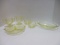 Vintage Yellow Depression Glass Bowl, Divided Plate, Cups, Sugar, and Creamer