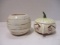 Vintage Lovely Ceramic Folk Art Onions Covered Dish and Bowl