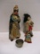 2 Vintage Asian Dolls and Brass Cup