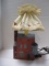 Vintage Signed Handmade Brick and Wood Folk Art Lamp