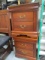 Pair of 2-Drawer Wood Nightstands with Glass Protector Tops