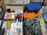Table Lot - Picture Frames, Cups, Drawer Liners, Softsided Cooler, etc.