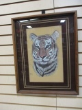Framed and Matted 3-D Tiger Art by M. Brice
