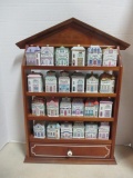Vintage Lenox Spice Village Canisters with Wood Display Rack