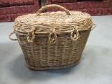 Large Woven Wicker Basket with Lid
