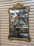 Ornate Gilded Gold Beveled Wall Mirror
