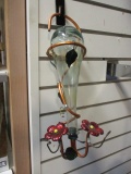 Vintage Copper and Glass Bottle Hummingbird Feeder