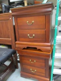 Pair of 2-Drawer Wood Nightstands with Glass Protector Tops