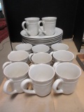 23 Pieces of Pottery Barn Stoneware Plates and Cups - Made in Portugal