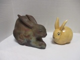 2 Studio Art Pottery Bunny Rabbit Figurines