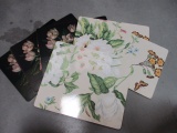 2 Sets of 4 Hardboard Floral Placemats