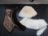 3 Vintage Fur Collars and Hat