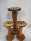 3 Vintage Textile Mill Spools