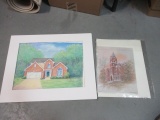 2 Agnes Scott College Prints and Original House Painting by Lucy Brady with Mat