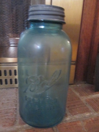 Antique Blue Ball Perfect Mason Half Gallon Jar with Zinc Lid