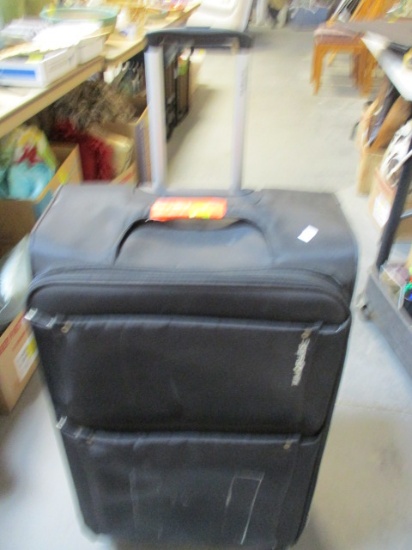 Ex Large Samsonite Black Soft Cover Rolling Suitcase with Wheels and Extension Handle