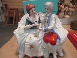 Victorian Couple Figurine on Settee, Asian Stamp on Bottom