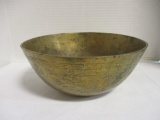 Very Heavy Vintage Brass Bowl. Oriental Marking on Bottom.
