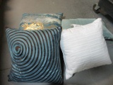 4 Blues, Gold, and White Throw Pillows