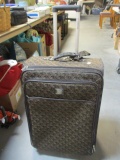 Large Brown Liz Claiborne Rolling Suitcase with Handle Externsion.