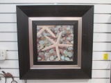 Framed Star Fish on Bed of Sea Glass Print
