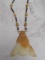 Bead Necklace with Carved Stone Pendant