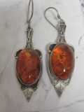 Sterling Silver Amber Earrings