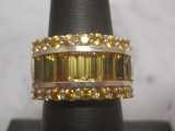 Sterling Silver Ring with Yellow Stones