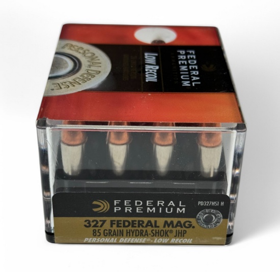 NIB 20rds. of .327 FEDERAL MAG. 85gr. Hydra-Shok JHP Defense Low Recoil Federal Ammunition