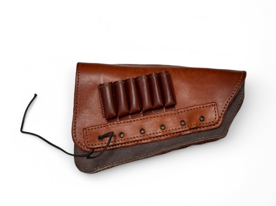 Leather Buttstock Cheek Pad Cartridge Holder