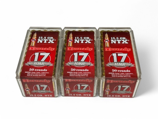 NIB 150rds. of 17 HMR 15.5gr. NTX Hornady Ammunition