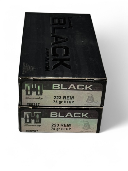 NIB 40rds. of .223 REM. 75gr. BTHP Hornady BLACK MATCH Ammunition
