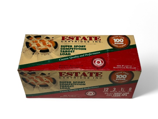 NIB 100 Shotshells of 12 GA. 2-3/4”, 8 Shot SS Competition Target Load Estate Ammunition