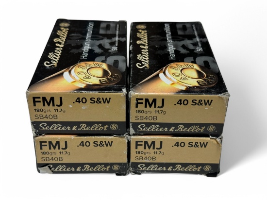 NIB 200rds. of .40 S&W 180gr. FMJ Sellier & Bellot Ammunition