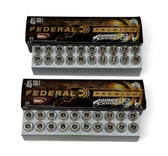 NIB 40rds. of .45 COLT 250gr. Bonded HP Federal “Hammer Down” Lever Defense Ammunition