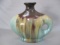 Vintage Art Pottery Teal & Brown Drip Glaze 17