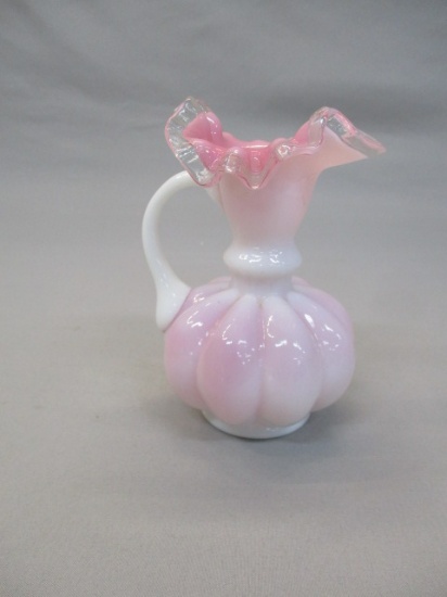 Fenton Peach Crest Ruffled Melon Pitcher 5"
