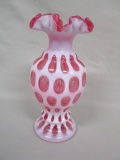 Fenton Cranberry Opalescent Coin Dot Vase 8 1/2