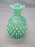 Fenton Vaseline Green Opalescent Hobnail Vase 5 1/2